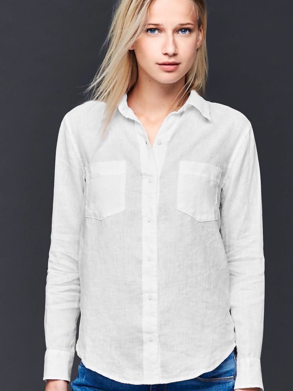 NWOT GAP White Long-Sleeve Button-Down Linen Shirt